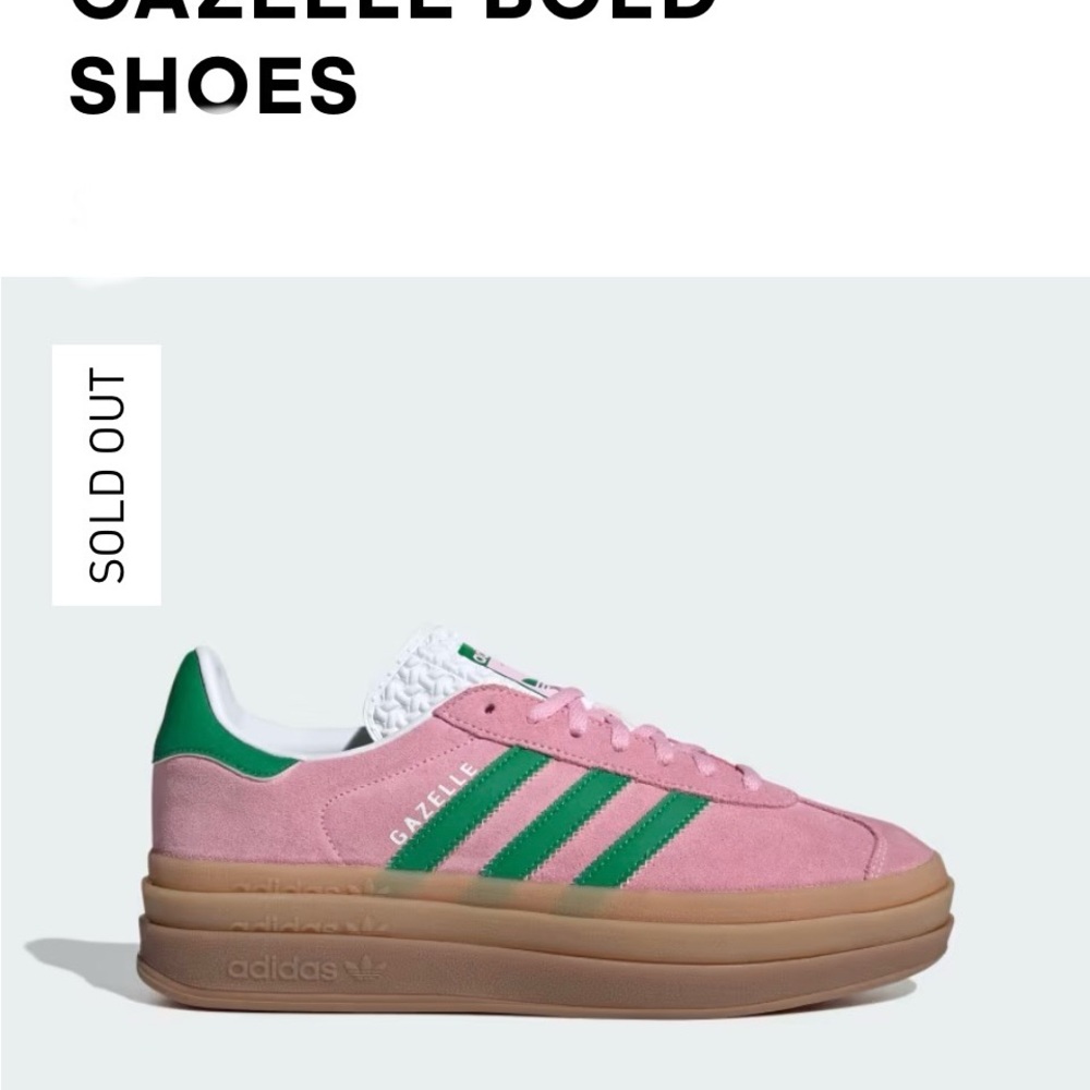 Adidas  Gazelle Bold True Pink/ Green /Cloud White Sneakers